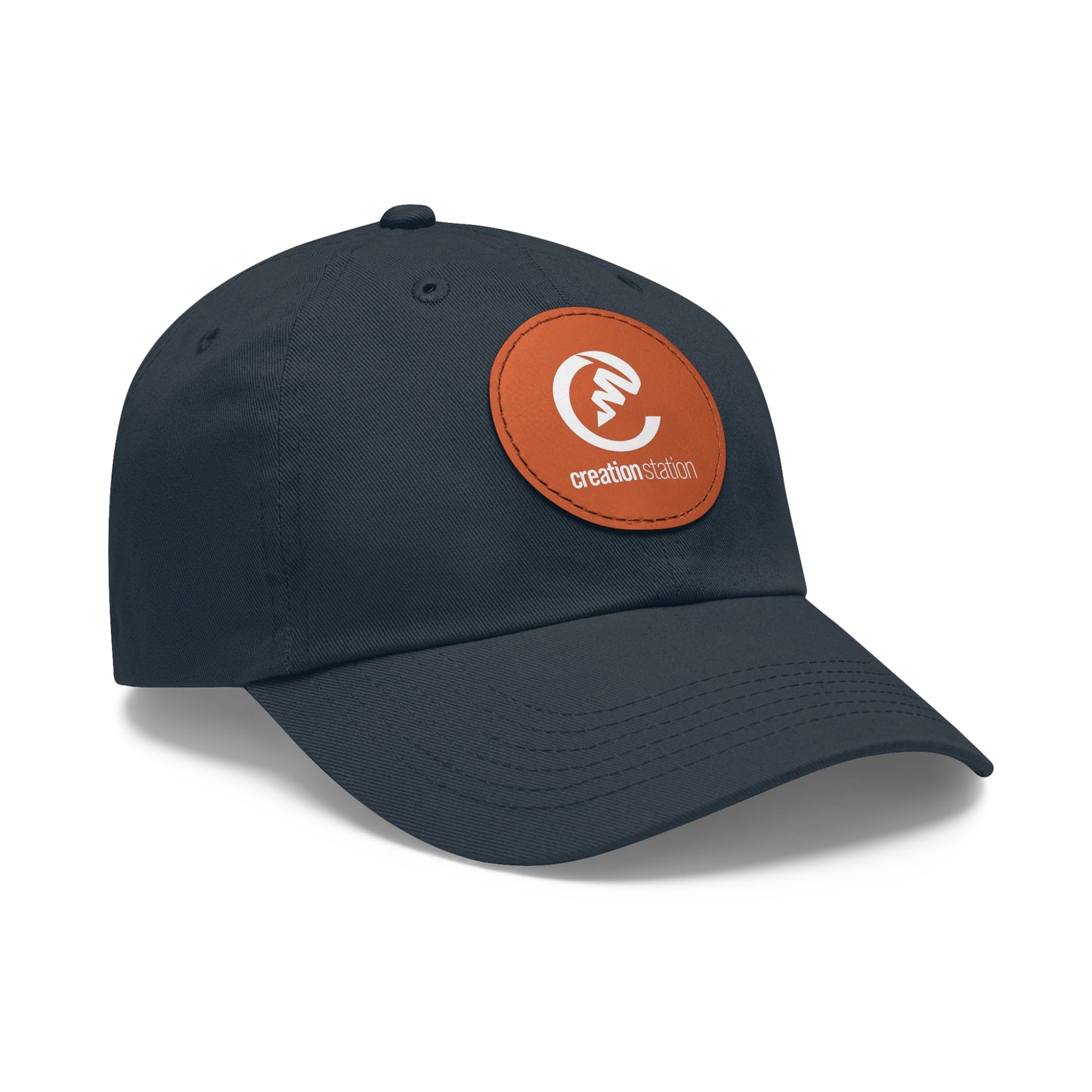 Dad Hat with Leather Patch (Round)