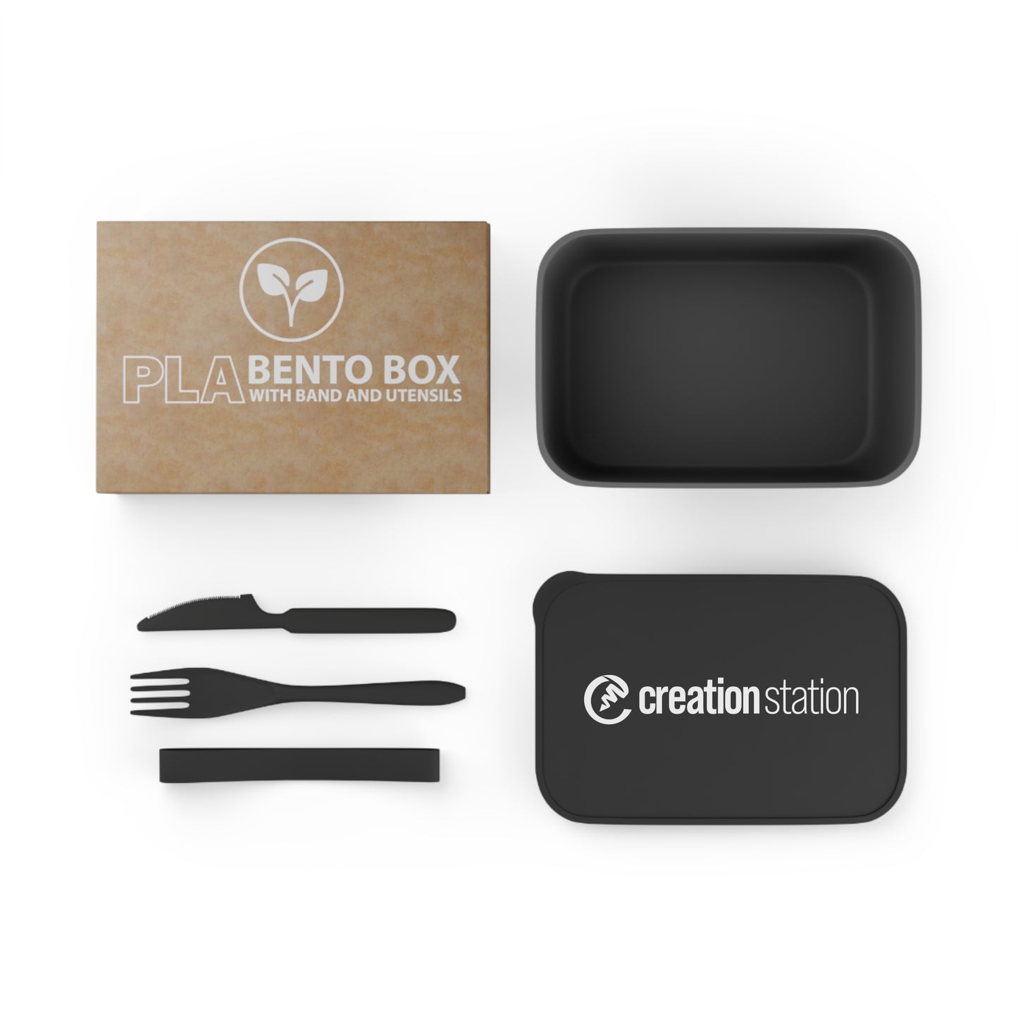 PLA Bento Box with Band and Utensils